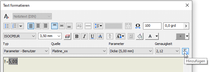 Software CAD - Tutorial - Baugruppe - Zeichnungssatz bauteil platine dickentext.gif