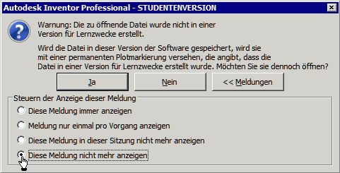 Software CAD - Tutorial - Warnung-Studentenversion.gif