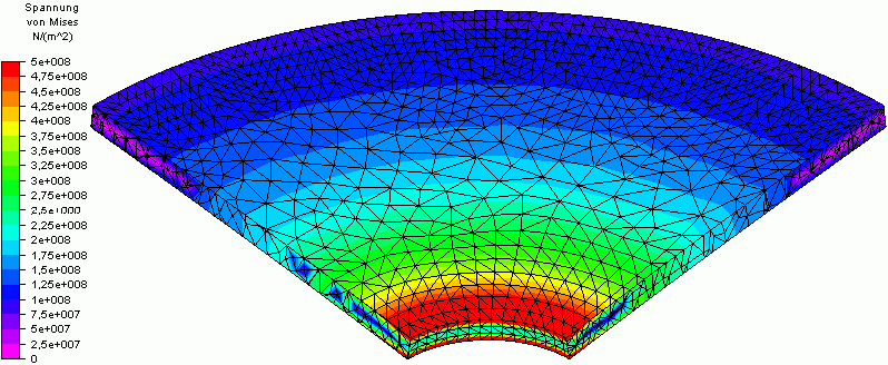 Software FEM - Tutorial - 3D-Mechanik - MP - Ergebnisse Scheibe oben mit Tetra-Mittenknoten.gif