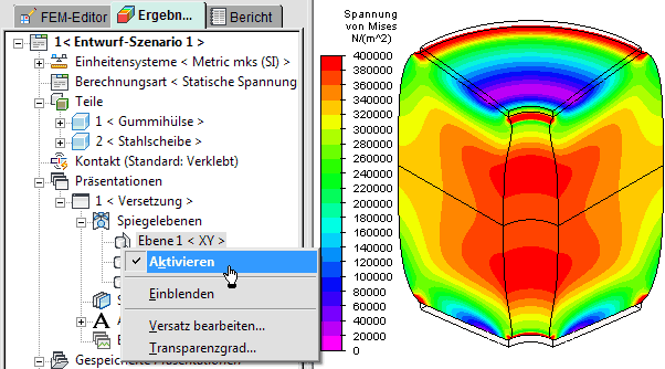 Software FEM - Tutorial - 3D-Mechanik - MP - Netz-Entfaltung Volumen Modell Streckenlast Mises.gif