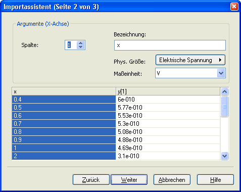 Software SimX - Einfuehrung - Elektro-Chaos - C-Diode - Kennlinie-Textdatei Importassi 02.gif