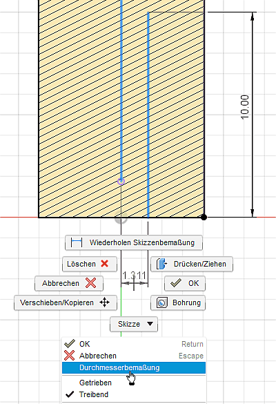 Software CAD - Fusion-Tutorial - Distanzstueck - Drehskizze Zapfendurchmesser.gif