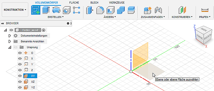Software CAD - Tutorial - Analyse - Fusion 360 - Basis-Skizze in XZ-Ebene.gif