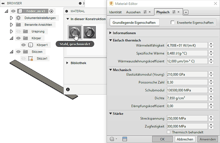 Datei:Software CAD - Tutorial - Analyse - Fusion 360 - Material-Editor.gif
