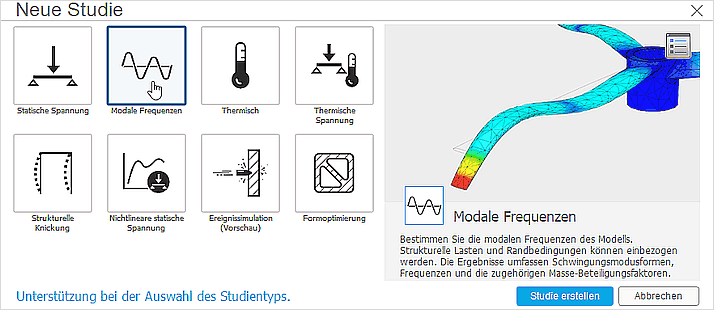 Software CAD - Tutorial - Analyse - Fusion 360 - Simulation Neue Studie Modal.gif