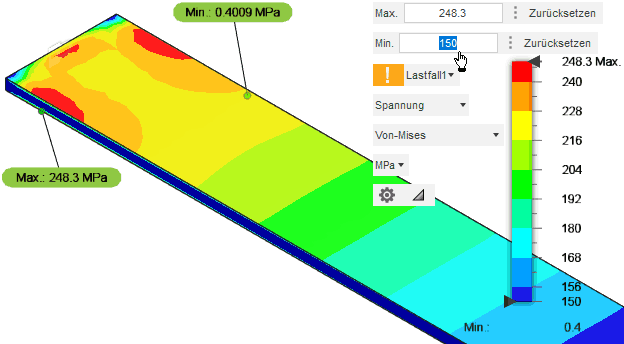 Datei:Software CAD - Tutorial - Analyse - Fusion 360 - Simulation Statisch Legende Min Max.gif