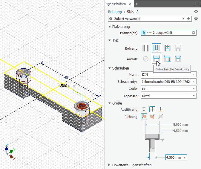 Software CAD - Tutorial - BONUS - Bohrung nach Skizze.gif