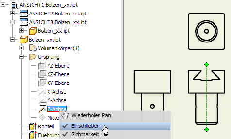 Software CAD - Tutorial - Bauteil - mittellinien - Z-Achse in Erstansicht.gif