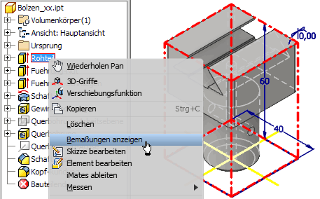 Datei:Software CAD - Tutorial - Bauteil - mittellinien - bemaszung anzeigen rohteil.gif