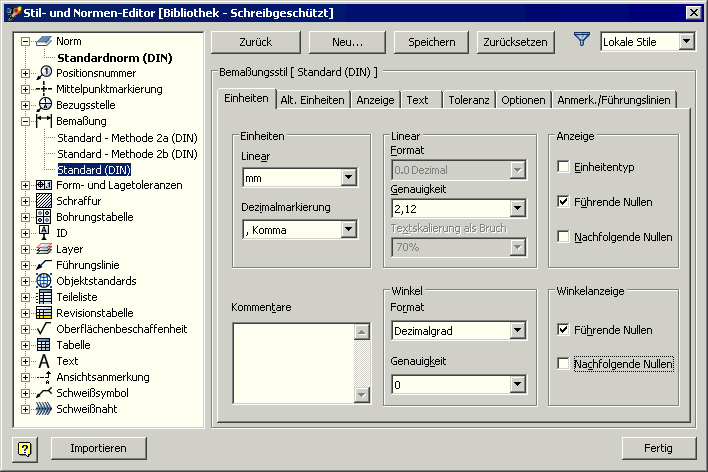 Datei:Software CAD - Tutorial - Bauteil - modellbemaszung dialog stil-und normen-editor.gif