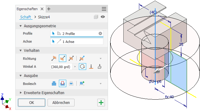Software CAD - Tutorial - Bauteil - skizzierte elemente - zylinder drehdialog.gif