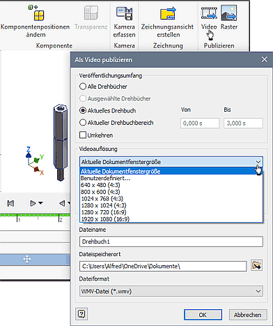 Software CAD - Tutorial - Intro - Distanzstueck - Baugruppe - Praesentation - Drehbuch als Video publizieren.gif