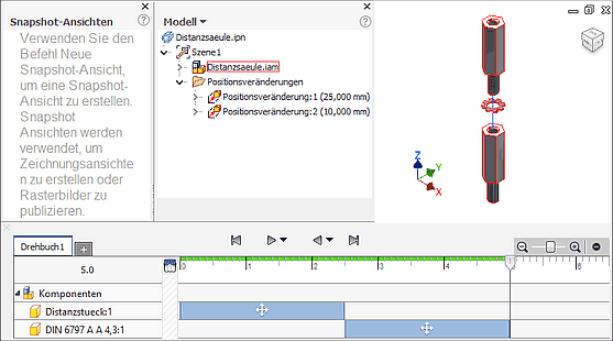 Software CAD - Tutorial - Intro - Distanzstueck - Baugruppe - Praesentation - Drehbuch mit Verschiebungen.gif