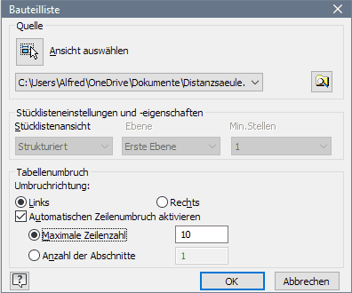 Datei:Software CAD - Tutorial - Intro - Distanzstueck - Baugruppe - Teileliste konfigurieren.gif