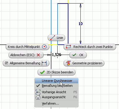 Software CAD - Tutorial - Intro - Distanzstueck - Drehskizze Linearer Zapfendurchmesser.gif