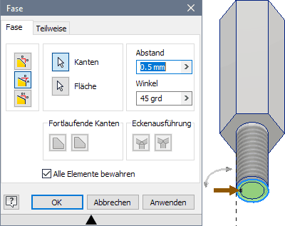 Software CAD - Tutorial - Intro - Distanzstueck - Gewinde-Fase0 5x45.gif