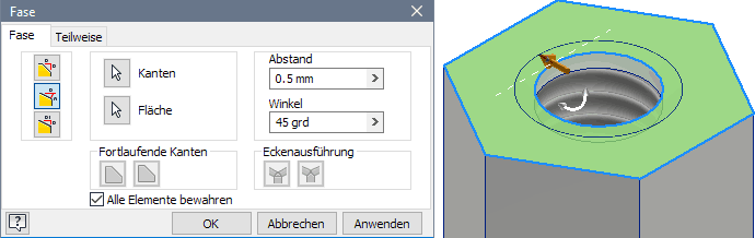 Software CAD - Tutorial - Intro - Distanzstueck - Gewindebohrung-Fase.gif