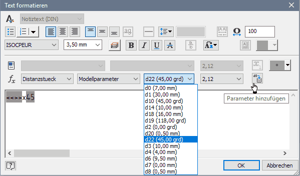 Software CAD - Tutorial - Intro - Distanzstueck - Zeichnungsansichten - Bemaszung Fase Texteditor Winkel.gif