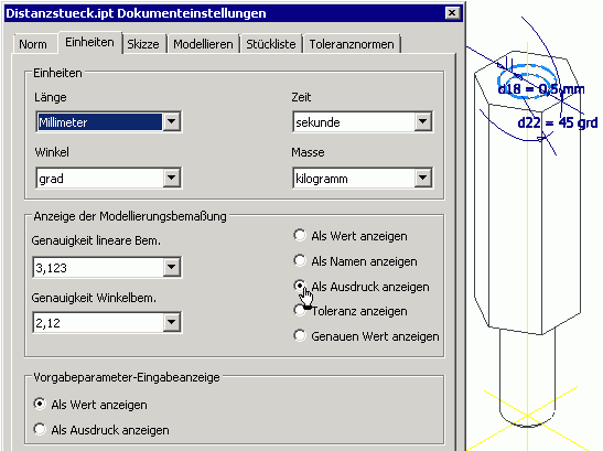 Software CAD - Tutorial - Intro - Distanzstueck - Zeichnungsansichten - Bemaszung in Modell als Ausdruck.gif