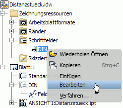 Software CAD - Tutorial - Intro - Distanzstueck - Zeichnungsansichten - Schriftfeld DIN bearbeiten.gif