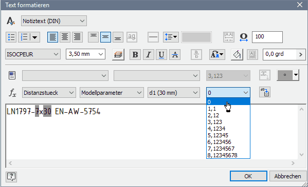 Software CAD - Tutorial - Intro - Distanzstueck - Zeichnungsansichten - Schriftfeld Halbzeug-Text.gif