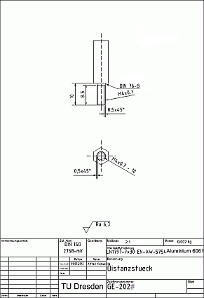 Software CAD - Tutorial - Intro - Distanzstueck - Zeichnungsansichten - vollendet.gif