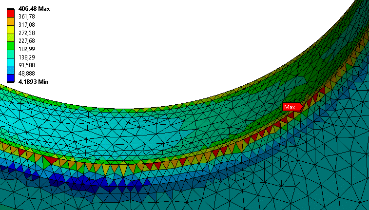 Software FEM - Tutorial - 2D-Bauteil - Ansys - Vergleichsspannung Elementmittelwert.gif