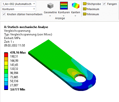 Software FEM - Tutorial - 2D-Bauteil - Ansys - Vergleichsspannung Legende.gif