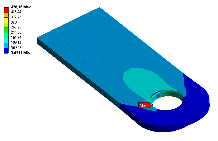 Software FEM - Tutorial - 2D-Bauteil - Ansys - Vergleichsspannung gemittelt.gif