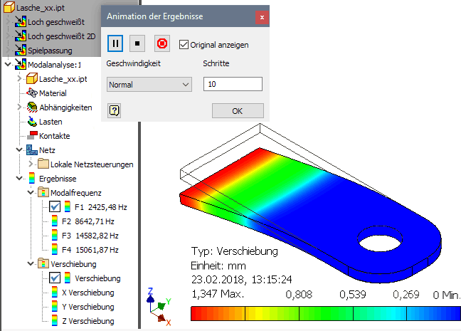Datei:Software FEM - Tutorial - 2D-Bauteil - Belastung - Modalanalyse Ergebnis-Animation.gif