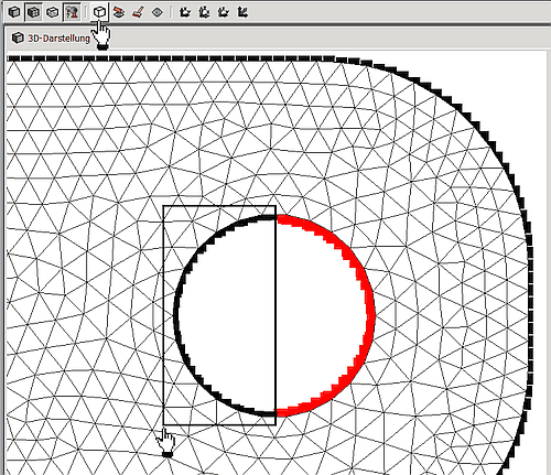 Datei:Software FEM - Tutorial - 2D-Bauteil - Spielpassung Abwahl Lochhaelfte.gif