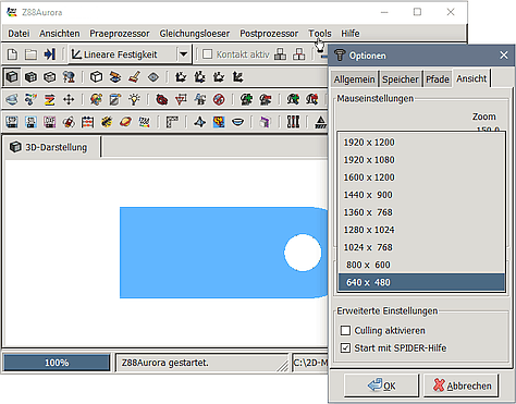 Datei:Software FEM - Tutorial - 2D-Bauteil - Z88Aurora-GUI Option Aufloesung.gif