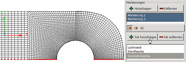 Datei:Software FEM - Tutorial - 2D-Bauteil - strukturiert - Z88Aurora-Netz Picking-Symmetrieachse.gif