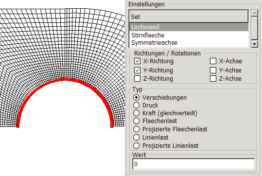 Datei:Software FEM - Tutorial - 2D-Bauteil - strukturiert - Z88Aurora-Netz Randbedingung Lochrand.gif