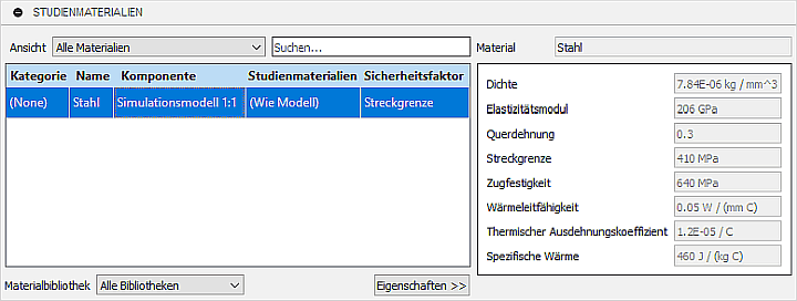 Software FEM - Tutorial - 2D Komponente - Belastung - Neue Studie - Studienmaterial Eigenschaften.gif