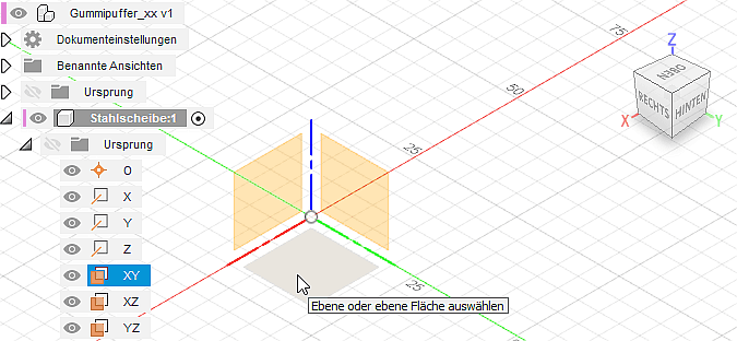 Datei:Software FEM - Tutorial - 3D-Baugruppe - Bauteil Stahlscheibe Skizze lokal XY.gif