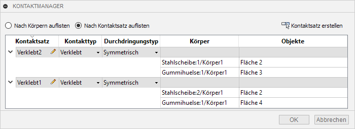 Software FEM - Tutorial - 3D-Baugruppe - CAD-Belastungsanalyse Preprocessing Kontaktmanager.gif