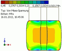 Datei:Software FEM - Tutorial - 3D-Mechanik - Belastungsanalyse - lastfall kraft auf flaeche ergebnis.gif