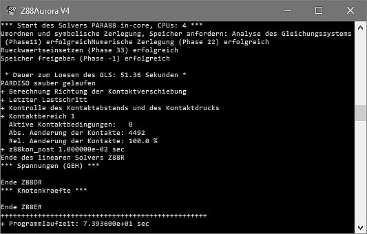 Datei:Software FEM - Tutorial - 3D-Mechanik - Z88 - Analyse - Protokoll im DOS-Fenster.gif