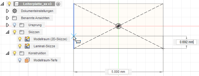 Software FEM - Tutorial - Elektrostatik - Fusion - CAD-Modell - Bereiche - Laminat-Skizze Rechteck.gif