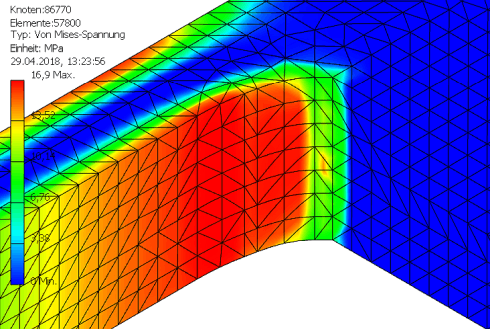 Datei:Software FEM - Tutorial - Formoptimierung - Methode der Zugdreiecke - Kerbspannung B 1 2mm.gif