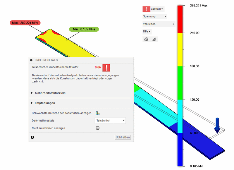 Datei:Software CAD - Tutorial - Analyse - Fusion 360 - Simulation Statisch Verfeinerung adaptiver Netze Ergebnis.gif