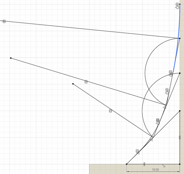 Datei:Software FEM - Tutorial - Formoptimierung - Methode der Zugdreiecke - Fusion - Konstruktionsskizze - fertig mit Auslauf.gif